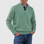 Men's Casual Knit Pullover Half-Zip Jumper with Mock Neck, view 10 of 13