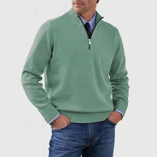 Men's Casual Knit Pullover Half-Zip Jumper with Mock Neck, view 10 of 13
