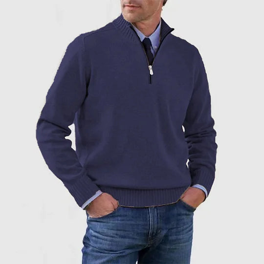 Men's Casual Knit Pullover Half-Zip Jumper with Mock Neck, view 11 of 13