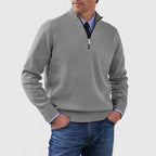 Men's Casual Knit Pullover Half-Zip Jumper with Mock Neck, view 12 of 13