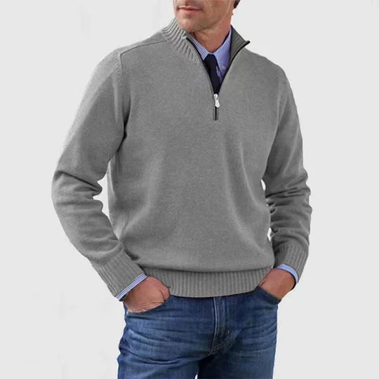 Men's Casual Knit Pullover Half-Zip Jumper with Mock Neck, view 12 of 13