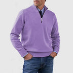 Men's Casual Knit Pullover Half-Zip Jumper with Mock Neck, view 13 of 13