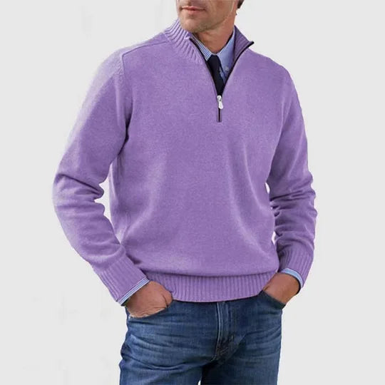 Men's Casual Knit Pullover Half-Zip Jumper with Mock Neck, view 13 of 13