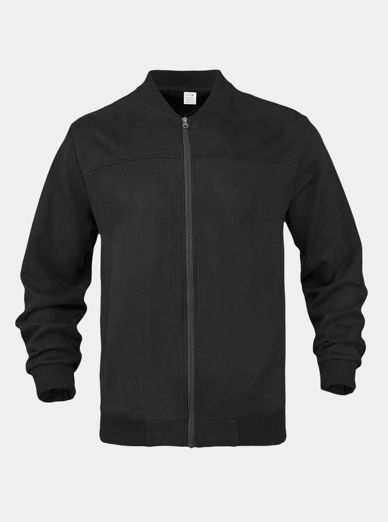 Men's Casual Suede Bomber Jacket with Ribbed Zip Front, view 6 of 6