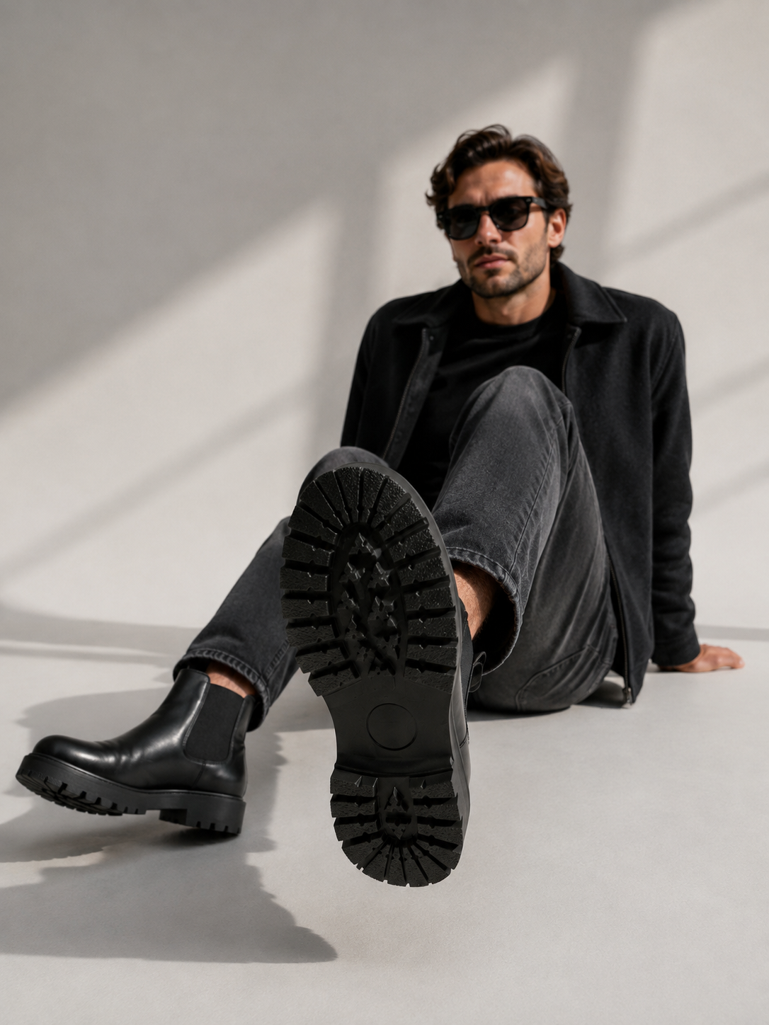 Alternate product view 5 of men's Chunky Chelsea Boots with slip-on thick sole design.
