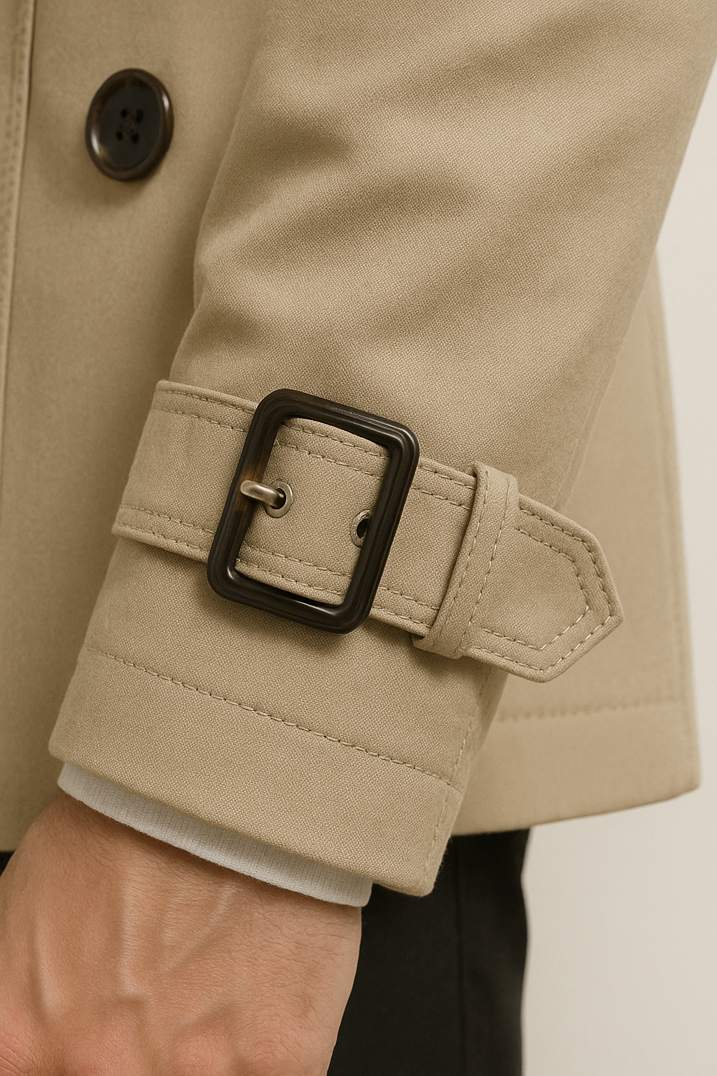 Men's Classic Belted Trench Coat with Tailored Fit, view 4 of 8