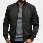 Men's classic bomber jacket, ribbed zip up coat – product image 3