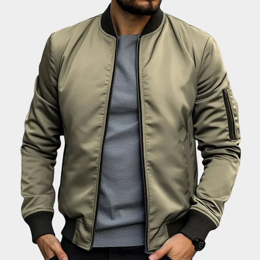 Men's classic bomber jacket, ribbed zip up coat – product image 5