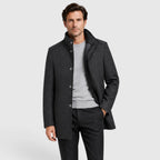 Alternate product view 2 of men's Collar Wool Coat with stand collar padded design.