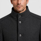Alternate product view 3 of men's Collar Wool Coat with stand collar padded design.
