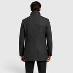 Alternate product view 4 of men's Collar Wool Coat with stand collar padded design.