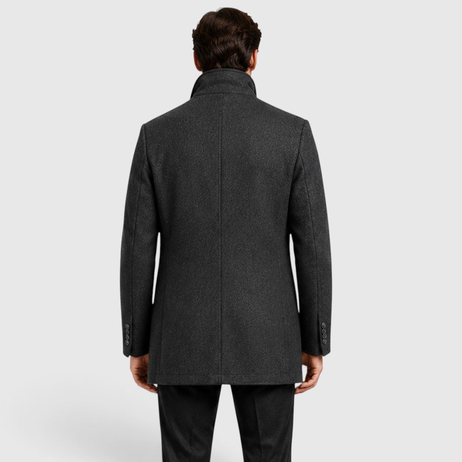 Alternate product view 4 of men's Collar Wool Coat with stand collar padded design.