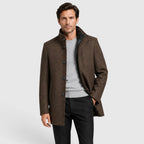 Alternate product view 7 of men's Collar Wool Coat with stand collar padded design.