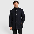 Alternate product view 8 of men's Collar Wool Coat with stand collar padded design.