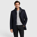 Alternate product view 9 of men's Collar Wool Coat with stand collar padded design.