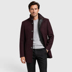 Alternate product view 12 of men's Collar Wool Coat with stand collar padded design.
