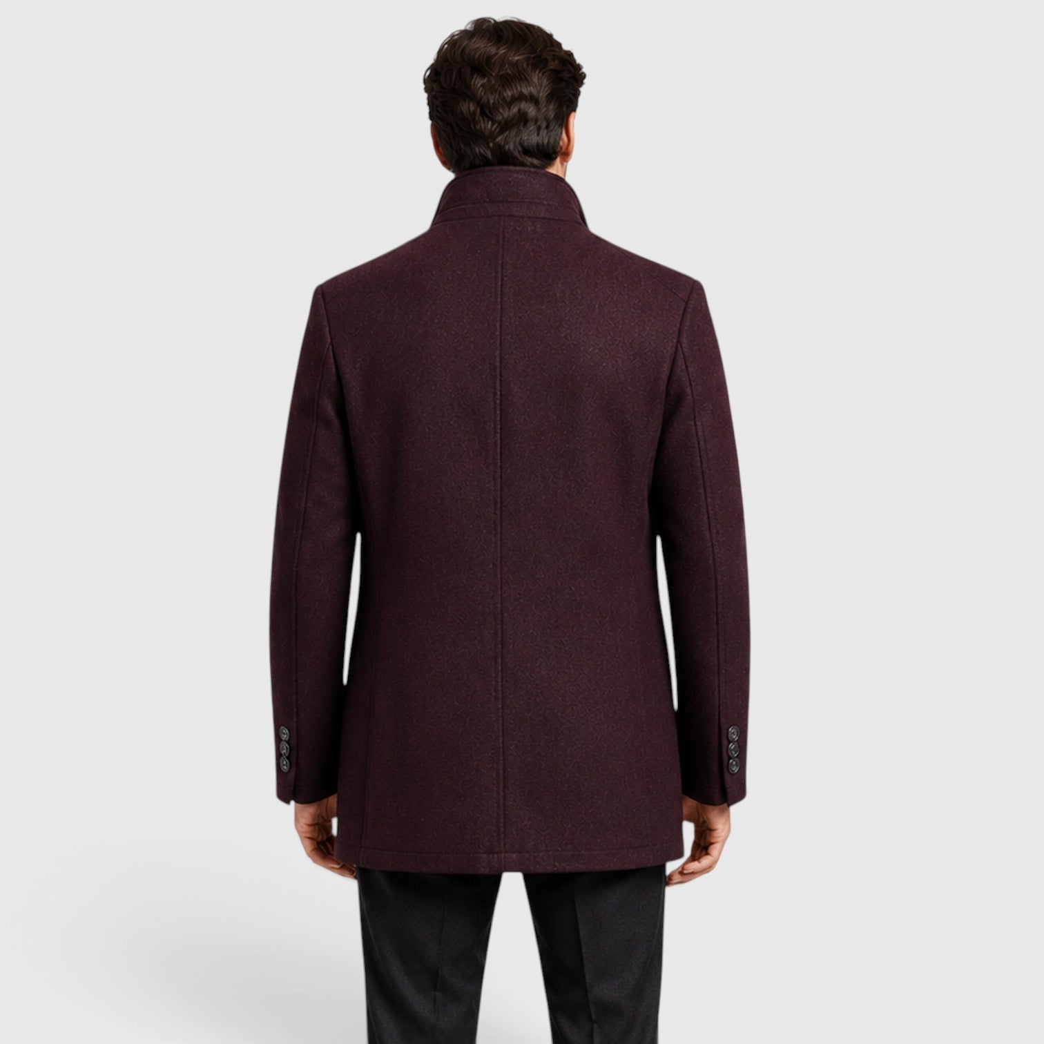 Alternate product view 13 of men's Collar Wool Coat with stand collar padded design.