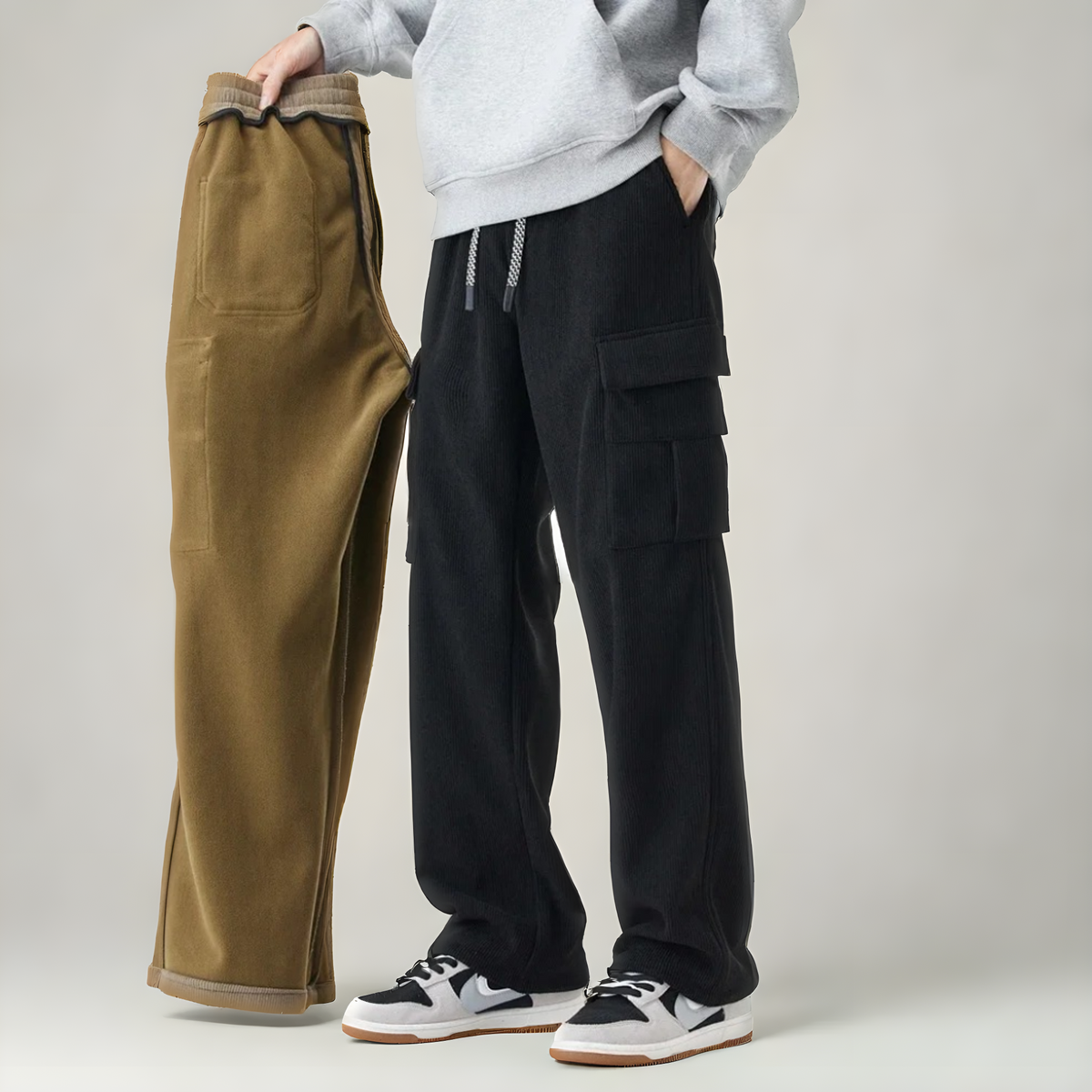 Men's Comfort Cargo Trousers with Drawstring Fit, view 2 of 5