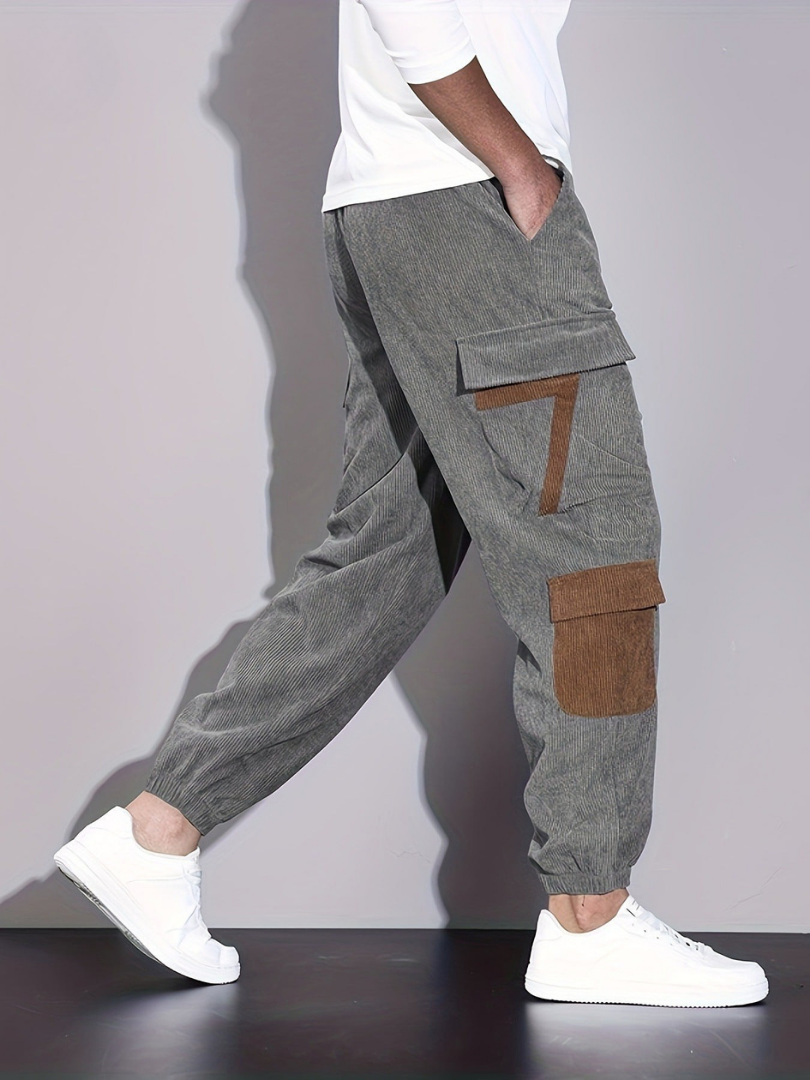 Men's Corduroy Trousers with Cargo Jogger Fit, view 1 of 5