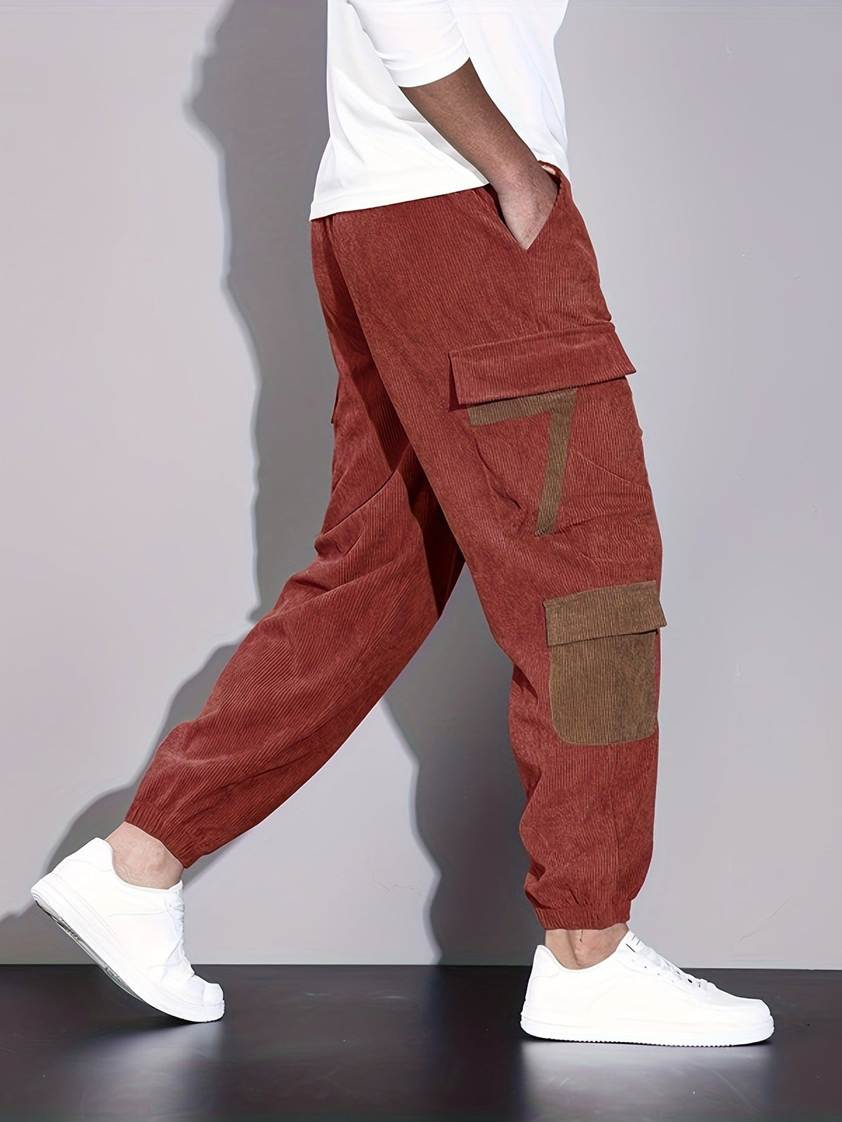 Men's Corduroy Trousers with Cargo Jogger Fit, view 2 of 5