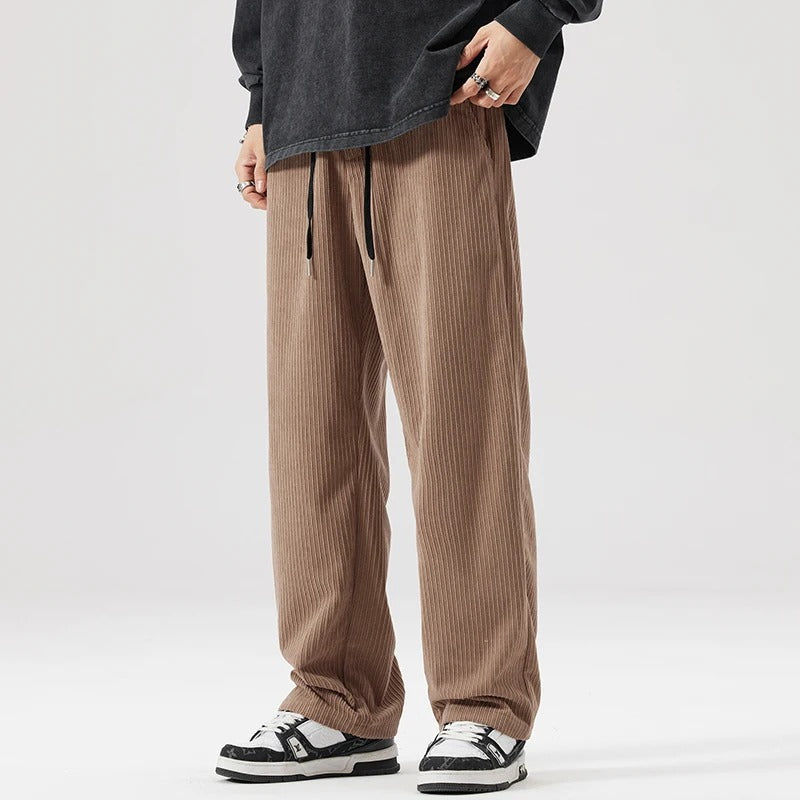 Men's Corduroy Trousers with Drawstring Casual Fit, view 3 of 9