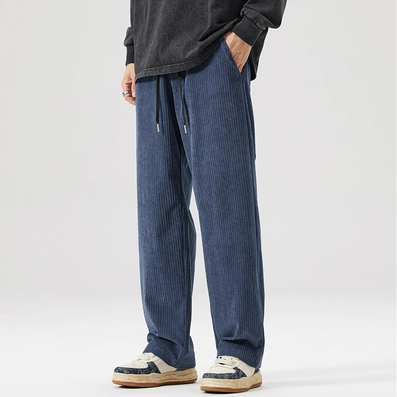 Men's Corduroy Trousers with Drawstring Casual Fit, view 4 of 9