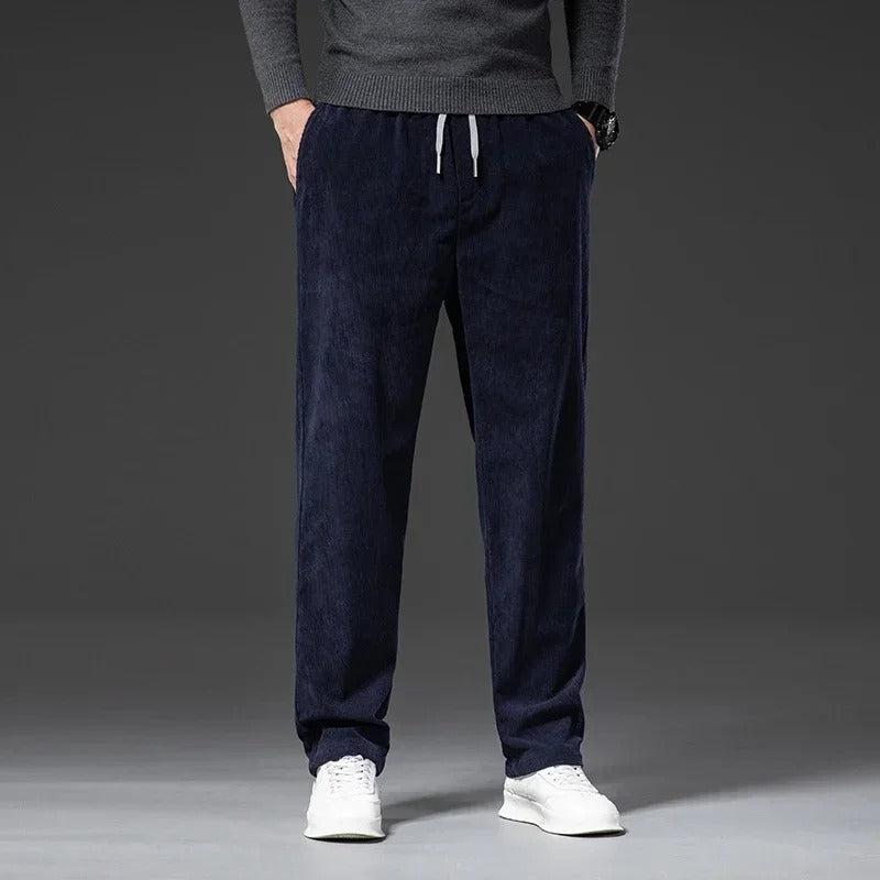 Men's Corduroy Trousers with Drawstring Relaxed Fit, view 2 of 6