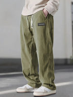 Men's Corduroy Trousers with Drawstring Wide Leg, view 1 of 8