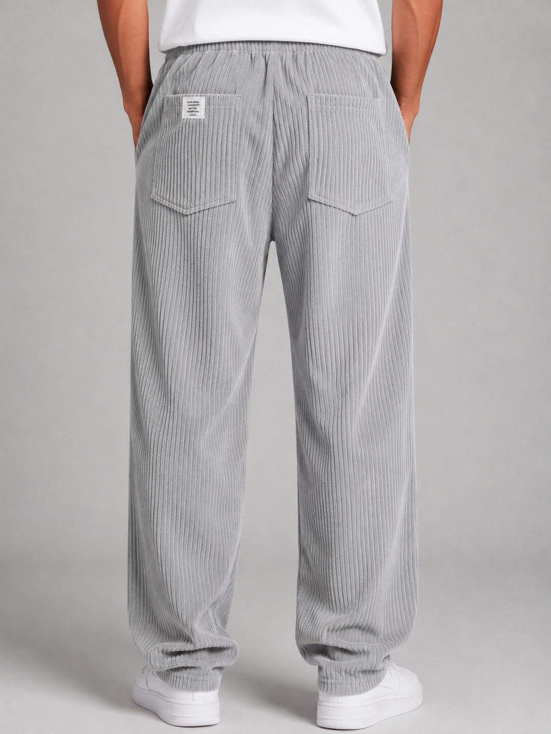 Alternate product view 2 of men's Corduroy Trousers with drawstring wide-leg fit.