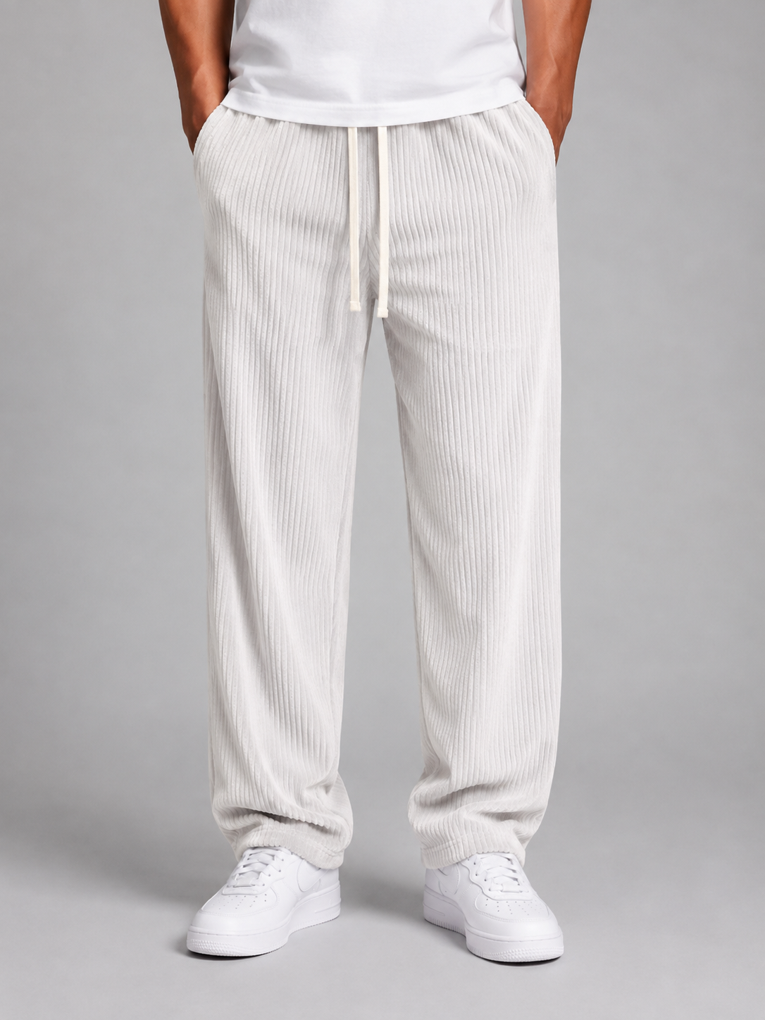 Alternate product view 5 of men's Corduroy Trousers with drawstring wide-leg fit.