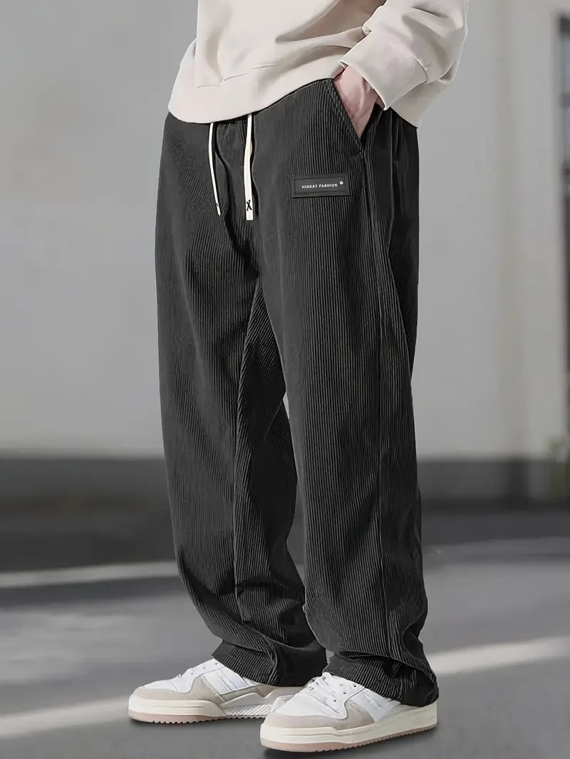 Men's Corduroy Trousers with Drawstring Wide Leg, view 5 of 8