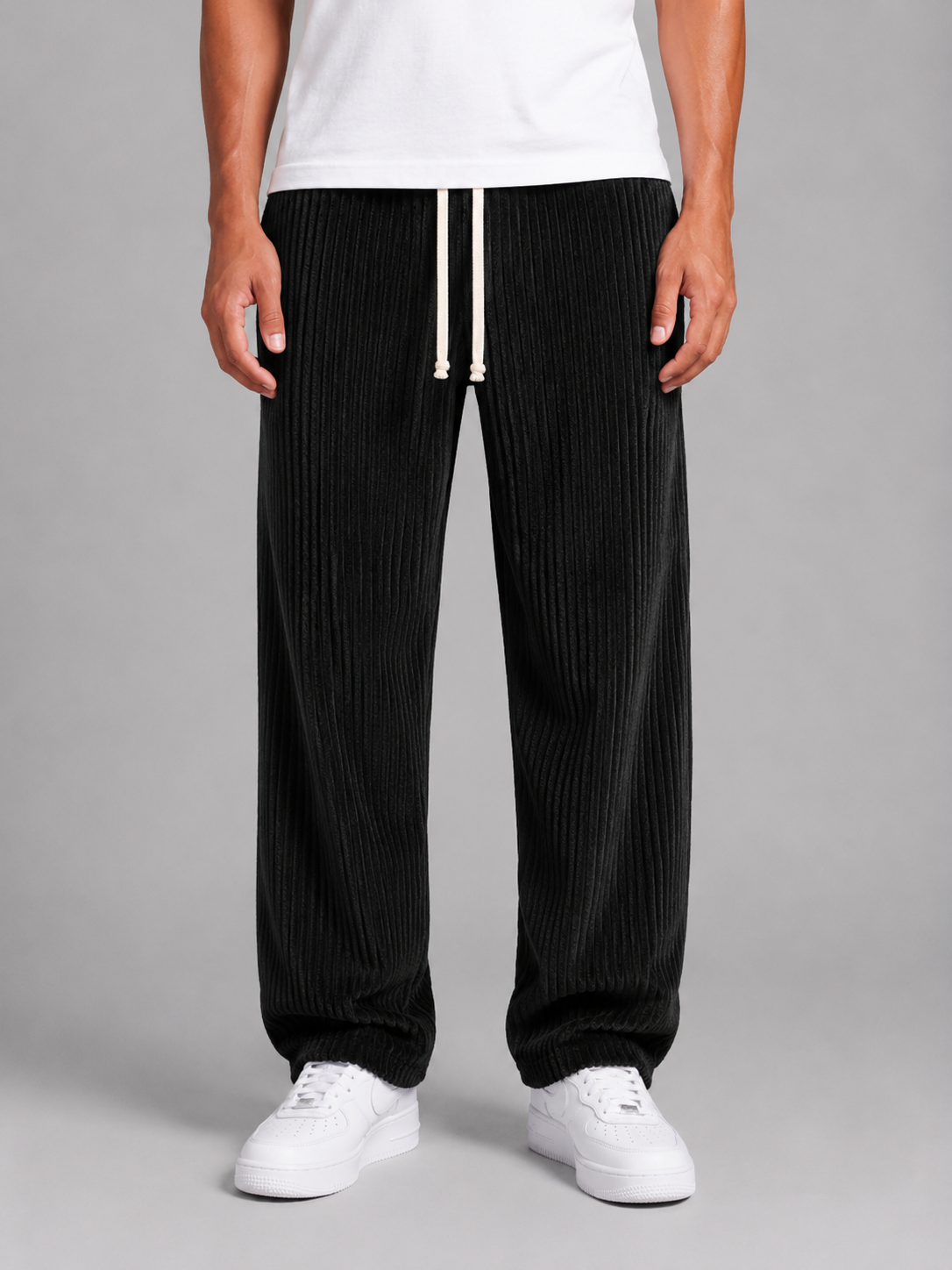Alternate product view 6 of men's Corduroy Trousers with drawstring wide-leg fit.