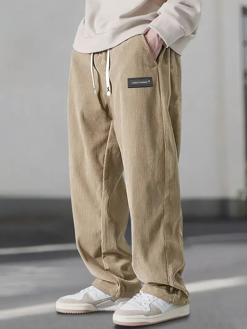 Men's Corduroy Trousers with Drawstring Wide Leg, view 6 of 8
