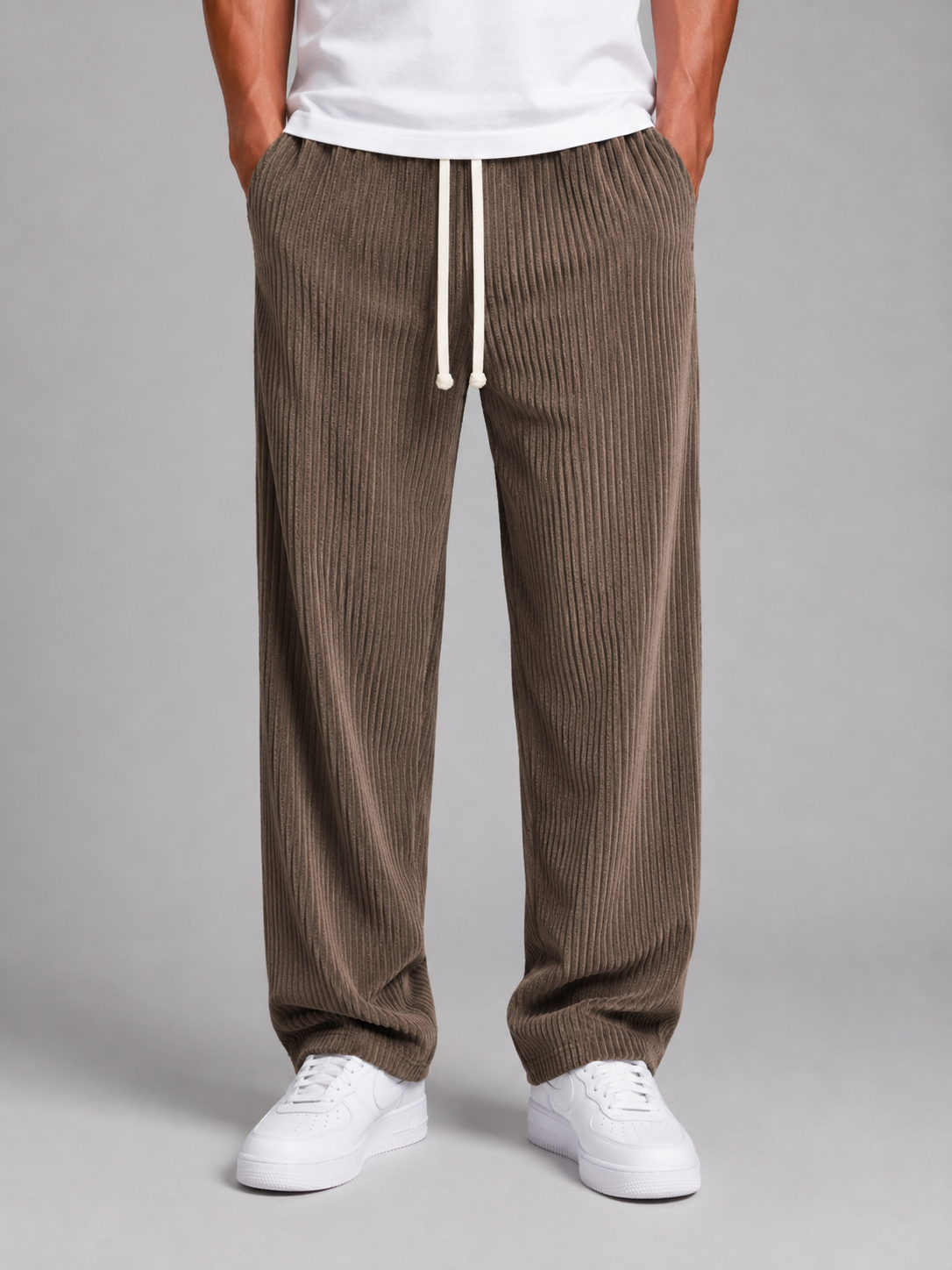 Alternate product view 7 of men's Corduroy Trousers with drawstring wide-leg fit.