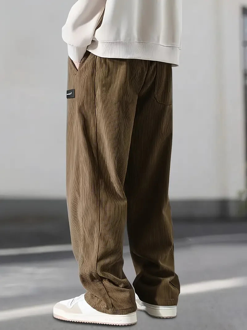 Men's Corduroy Trousers with Drawstring Wide Leg, view 8 of 8