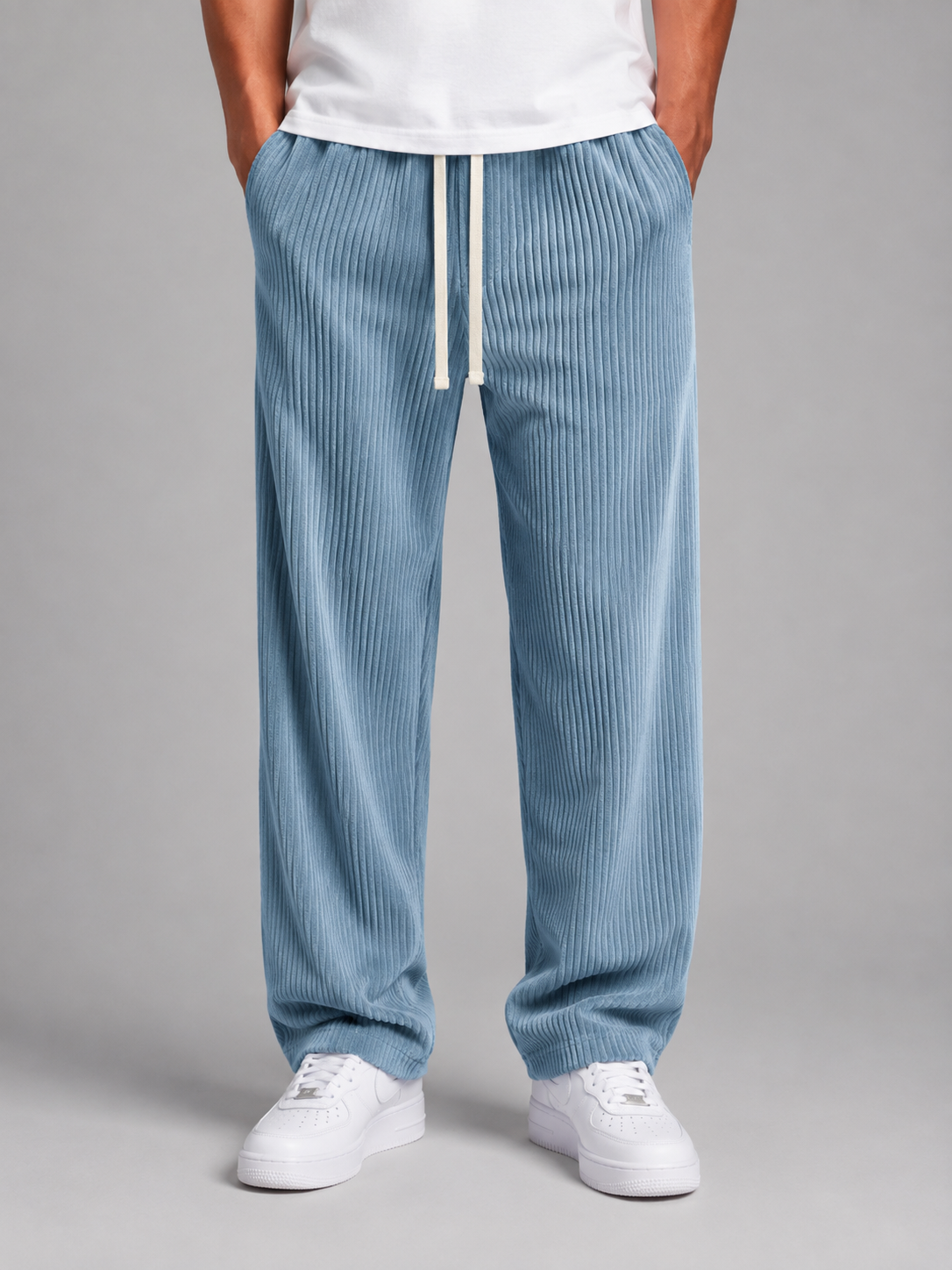 Alternate product view 9 of men's Corduroy Trousers with drawstring wide-leg fit.