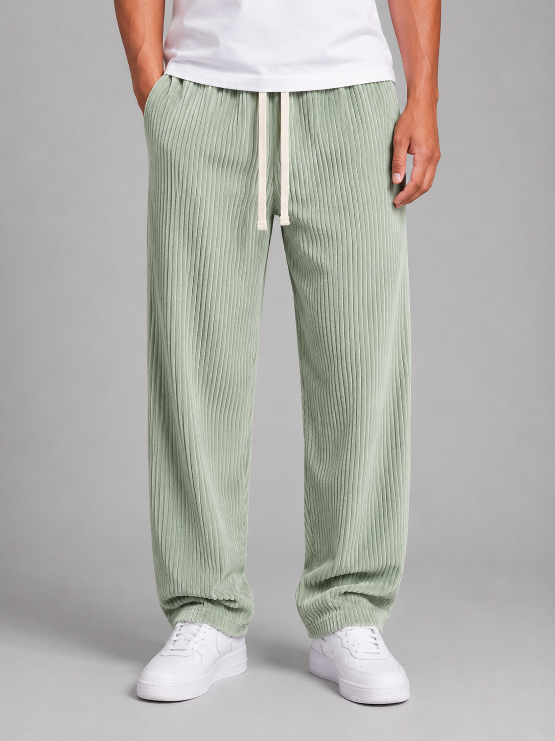 Alternate product view 10 of men's Corduroy Trousers with drawstring wide-leg fit.