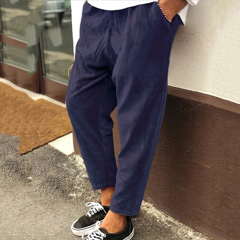 Men's corduroy trousers, relaxed elastic waist – product image 2