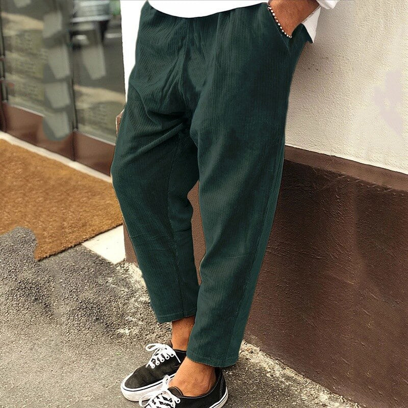 Men's corduroy trousers, relaxed elastic waist – product image 3