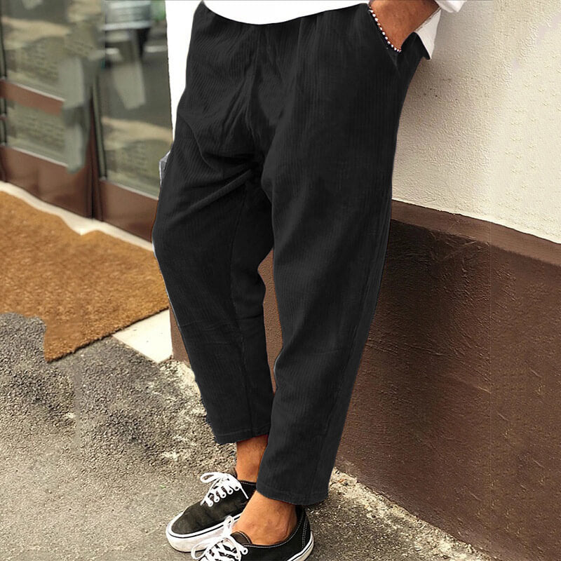 Men's corduroy trousers, relaxed elastic waist – product image 4
