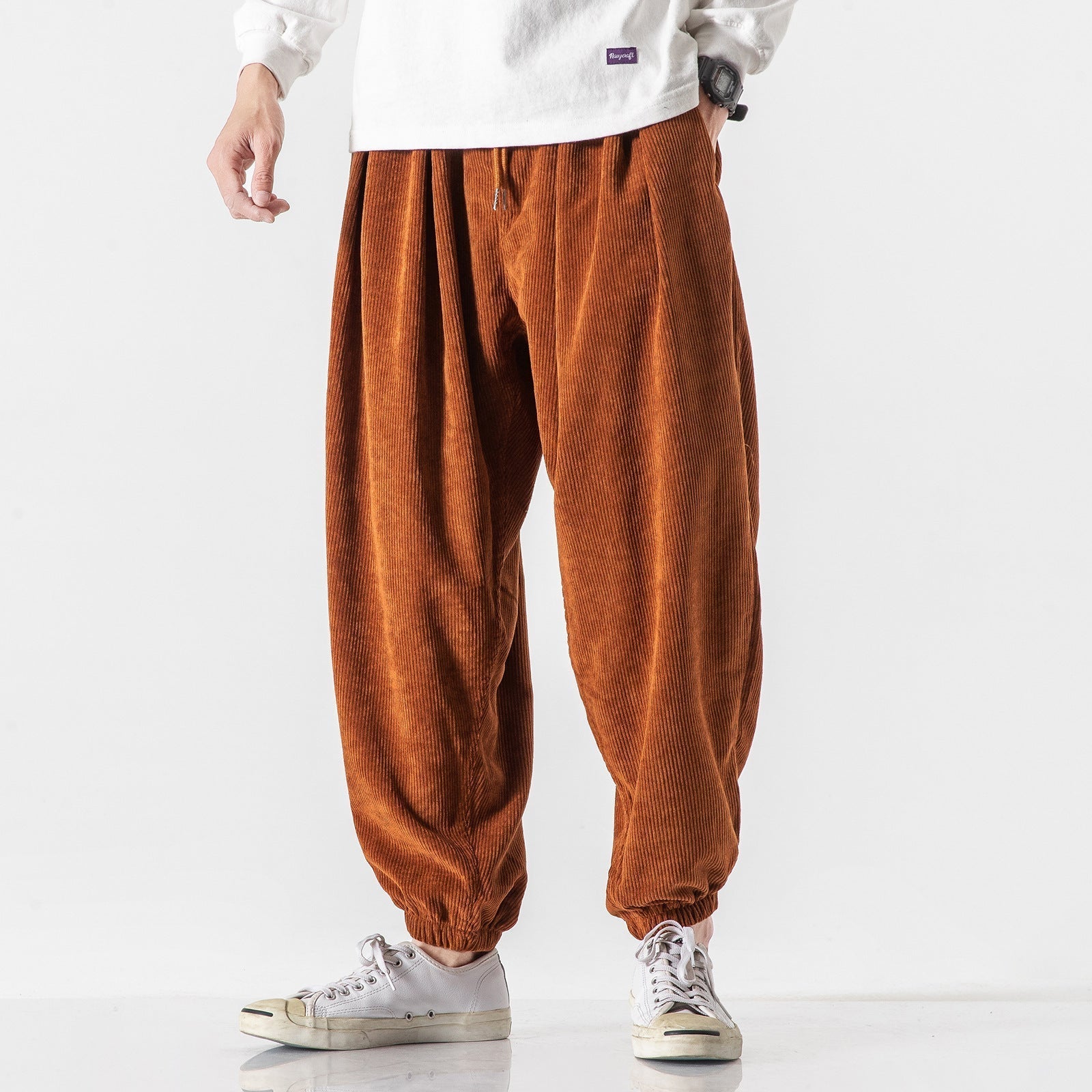 Men's Corduroy Trousers with Relaxed Straight Leg, view 3 of 14