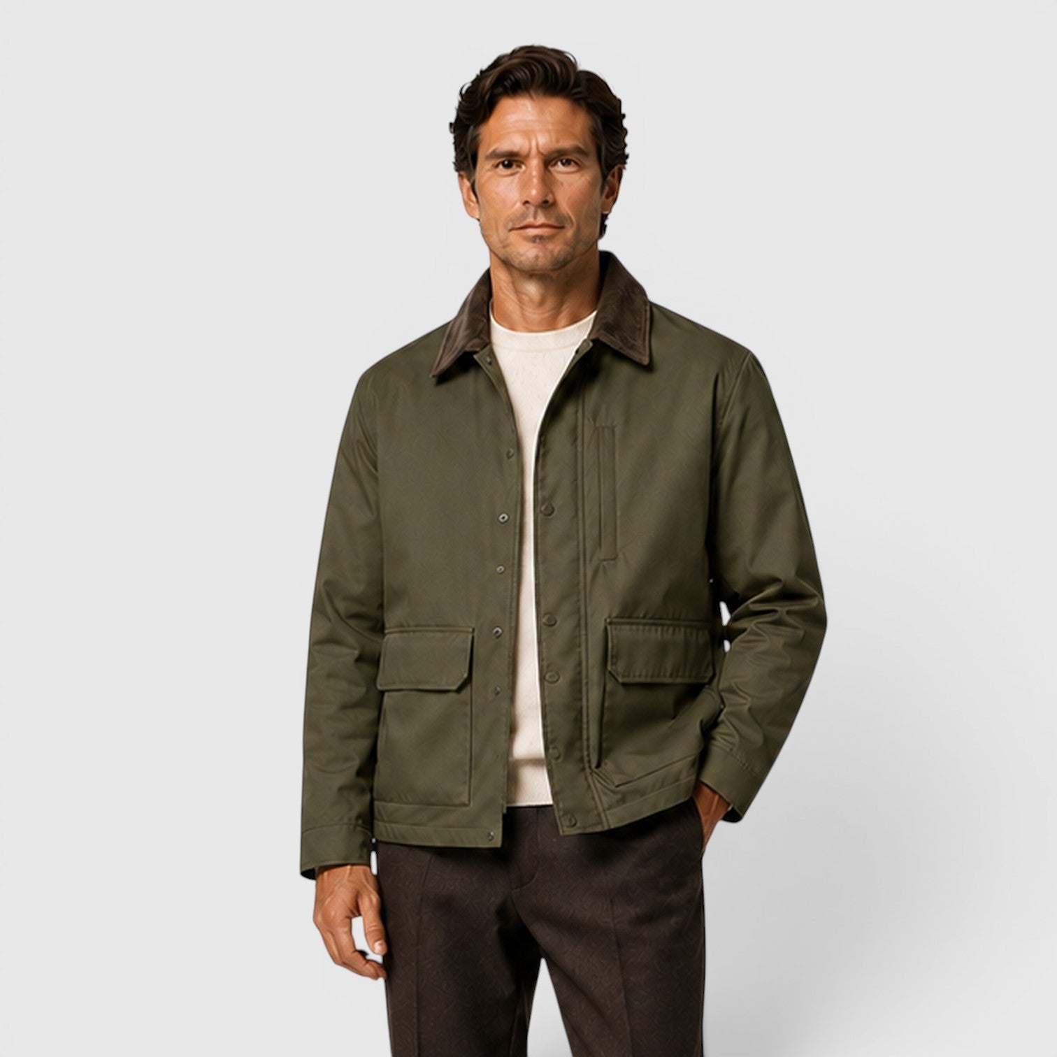 Alternate product view 9 of men's Cotton Jacket with lightweight utility design.