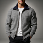 Men's Draped Mock Neck Cardigan with Longline Fit, view 2 of 9