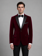 Mens Formal Dinner Jacket Blazer, Velvet-Look Finish - product image 1