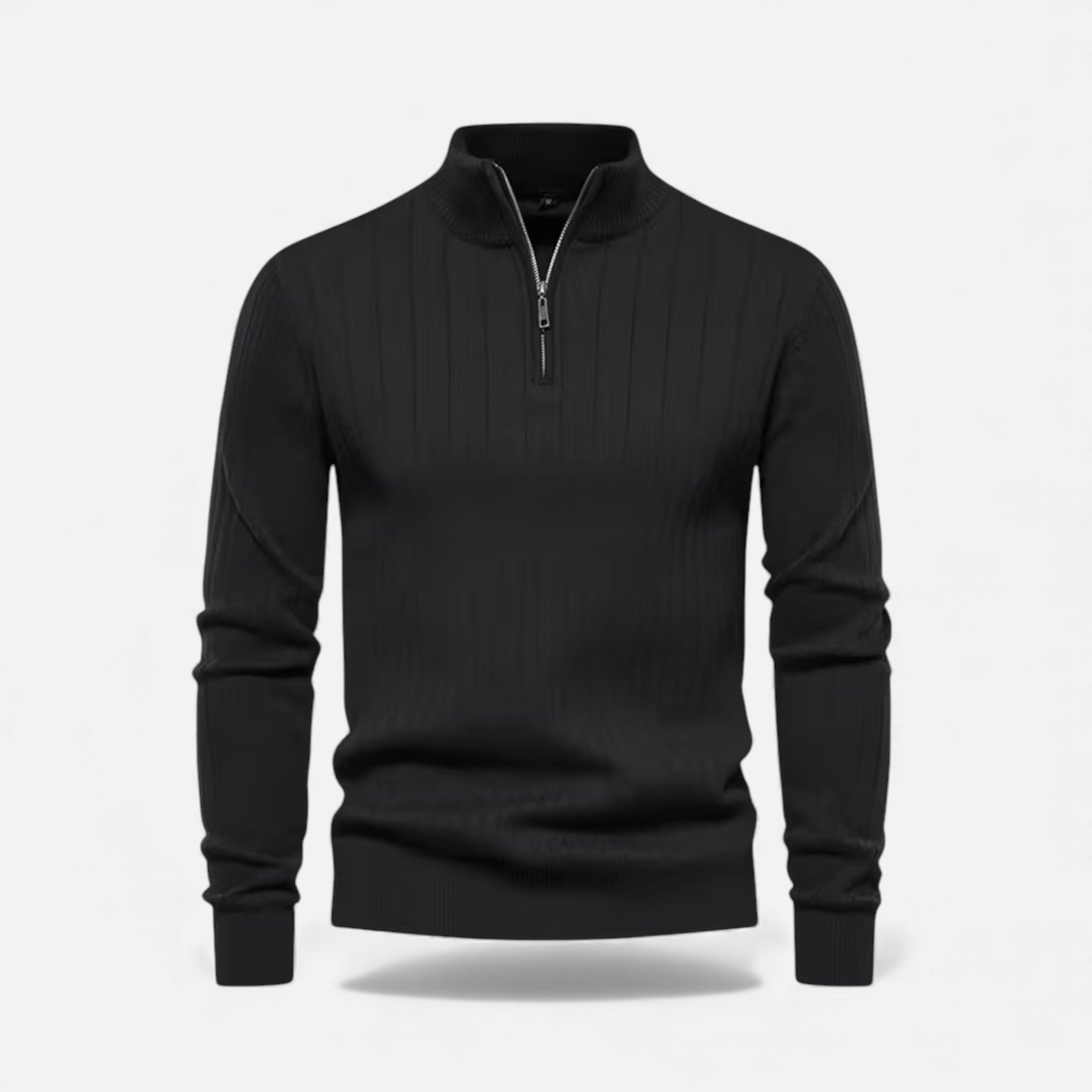 Men's Half-Zip Cardigan with Ribbed High Collar, view 1 of 15