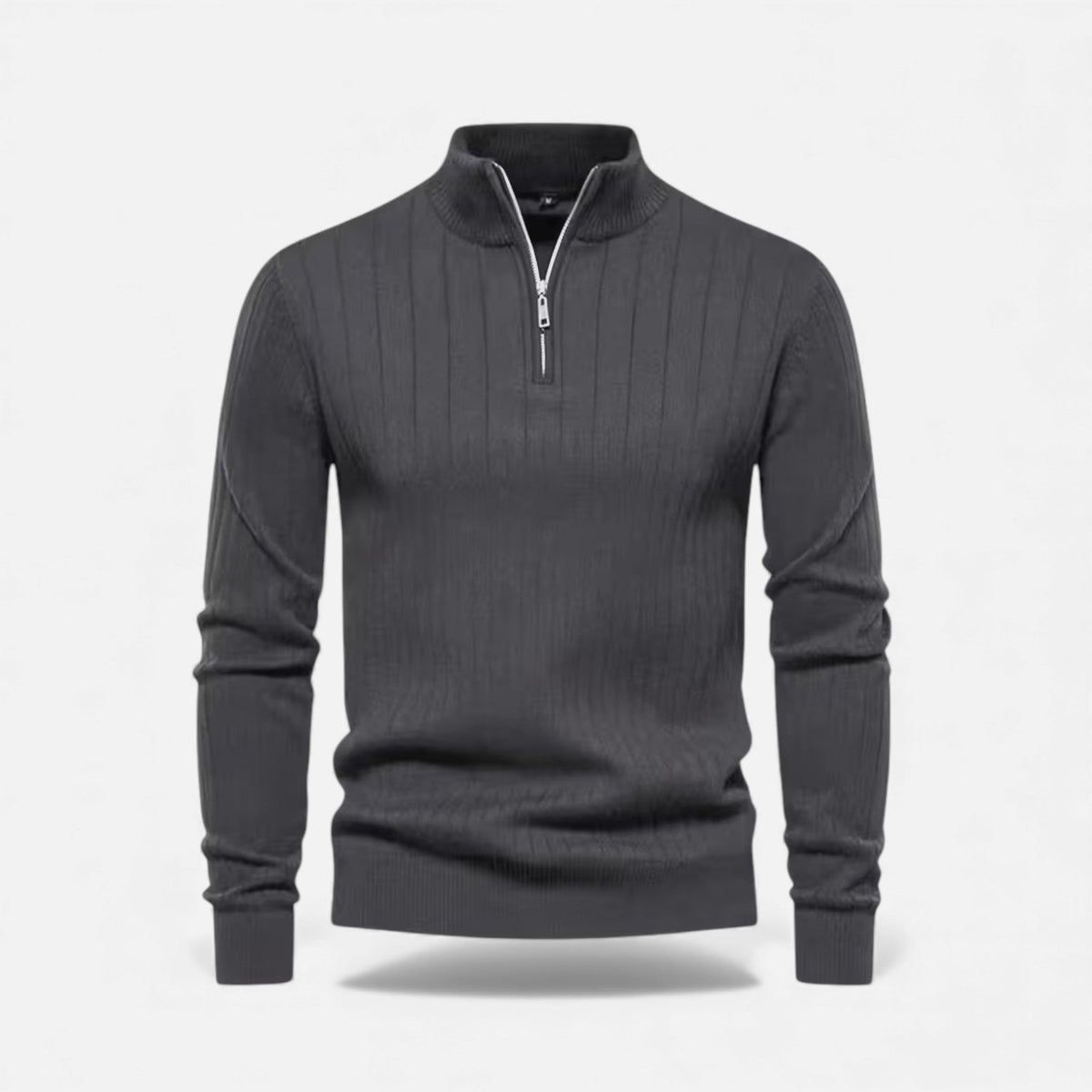 Men's Half-Zip Cardigan with Ribbed High Collar, view 5 of 15