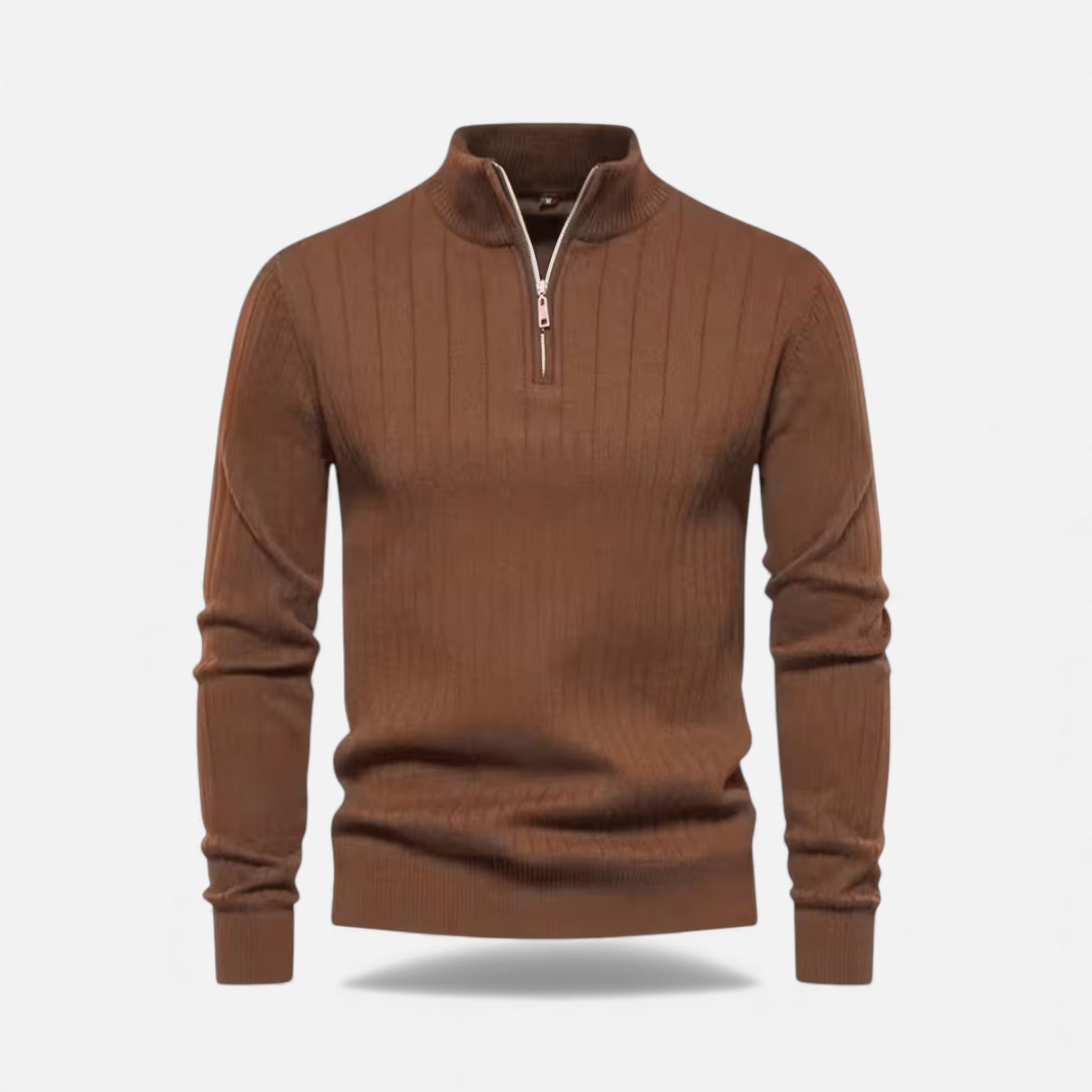 Men's Half-Zip Cardigan with Ribbed High Collar, view 7 of 15