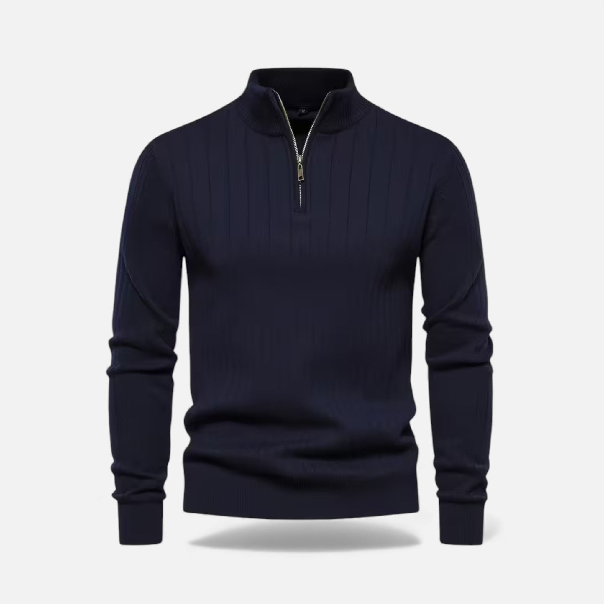 Men's Half-Zip Cardigan with Ribbed High Collar, view 11 of 15