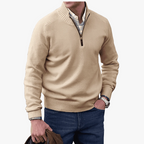 Men's Half-Zip Knit Jumper with Ribbed Collar, view 1 of 11