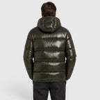 Alternate product view 2 of men's Hooded Puffer Jacket with quilted winter outerwear.